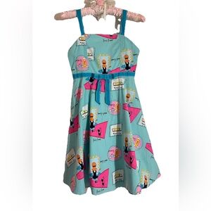 Vintage Y2k Rare Editions 50s Retro Girl Makeup Cat A-line Size 10 Dress Friend